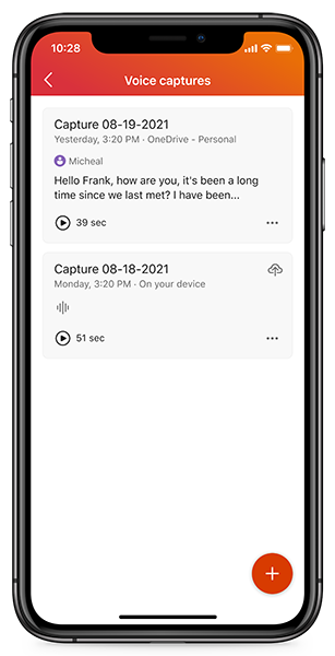 List View in voice capture interface