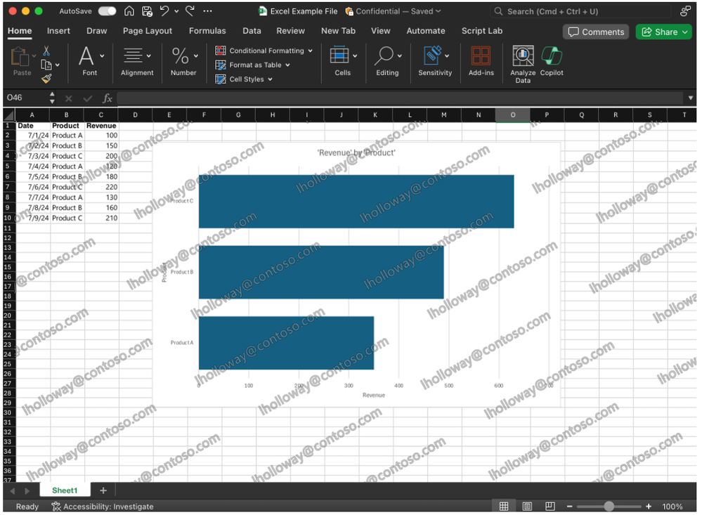 Dynamic watermarking in Excel