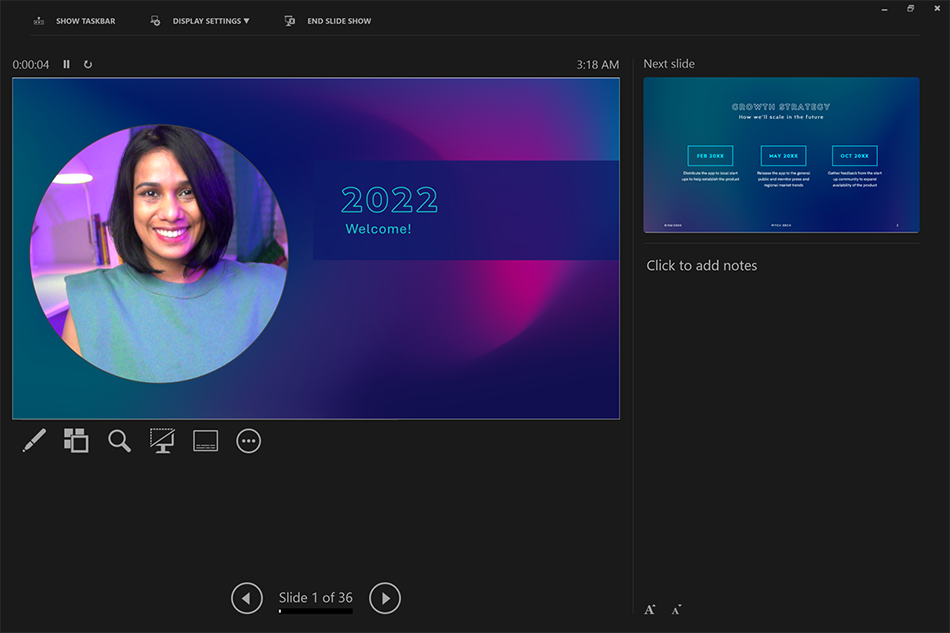 Presenter view using cameo live camera feed in PowerPoint