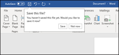 Smart save reminder prompt in Microsoft Word
