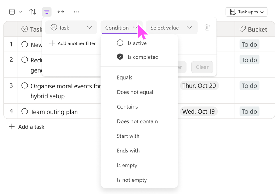 Task list components