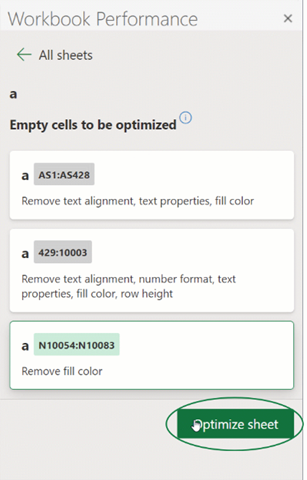 Optimize Sheet tab