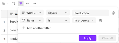 Defining a column, condition, and value for Loop filter rules