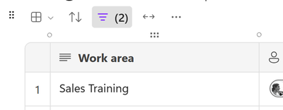 The filter icon in Microsoft Loop, with the number 2 next to it