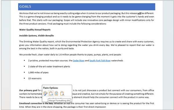 Merge Formatting