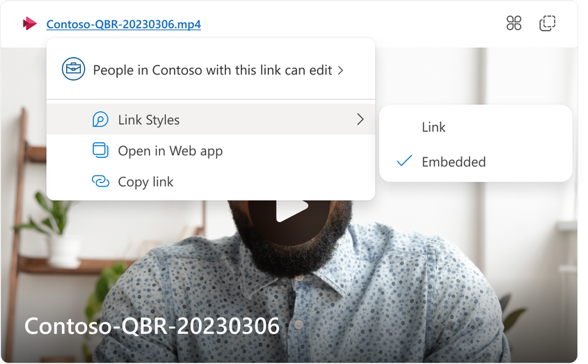 Link styles for embedded Stream videos in Outlook