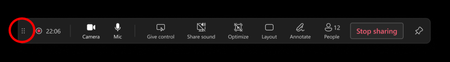 Presenter toolbar in Microsoft Teams with the drag handle highlighted