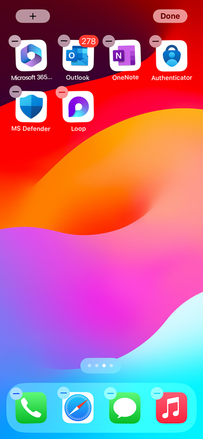 iOS screenshot showing plus sign used to add Recent Files widget