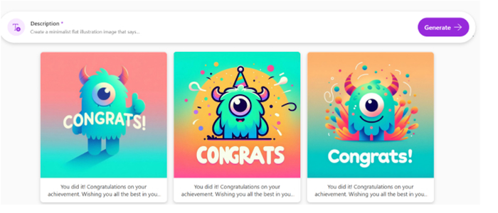 Three suggested greeting cards