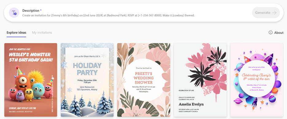 Custom invitation options