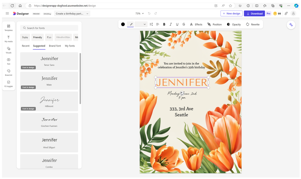 Custom invitation