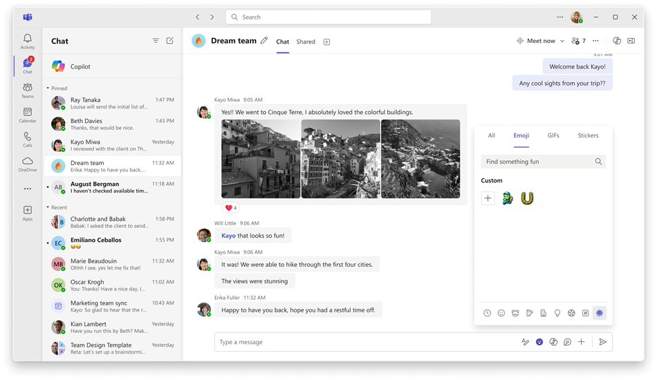 Custom emoji library in a Teams chat