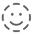 Happy face emoji with a dotted line border