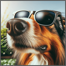 An image of a dog wearing sunglasses