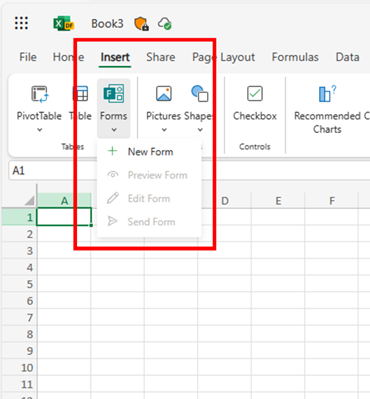 Form created from Excel for the web