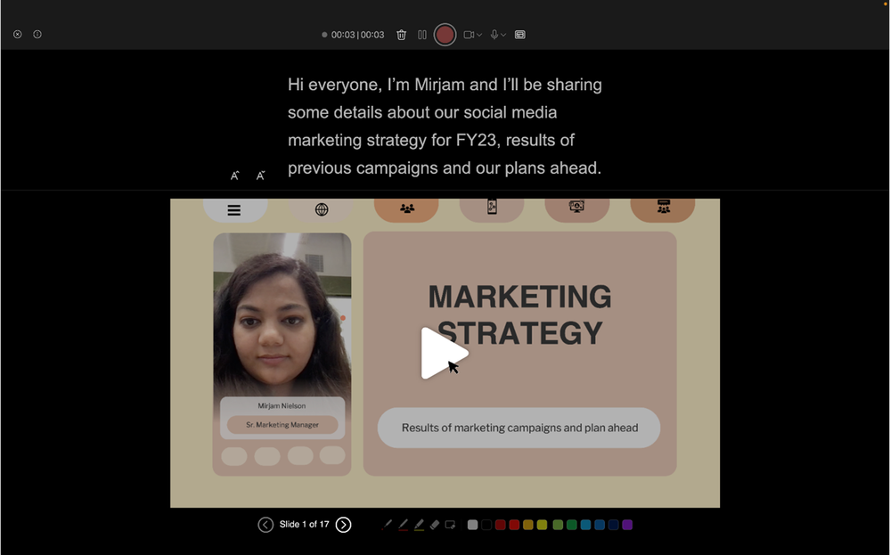 Preview recorded video in Recording Studio in PowerPoint for Mac