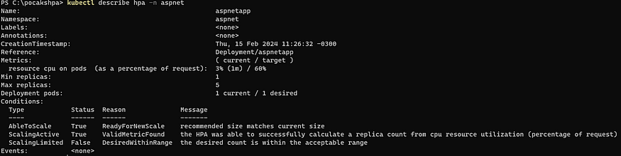 Detalhes da configuração HPA