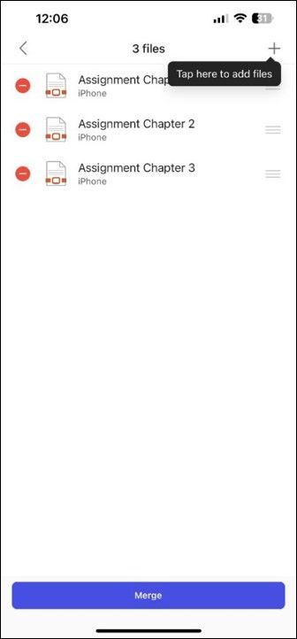 Set the desired order and then click the Merge button
