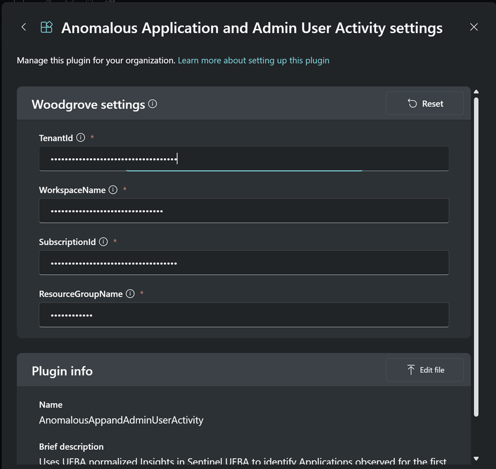 Fig. 2: Dialog box for entering workplace details in Copilot for Security plugin setup UI
