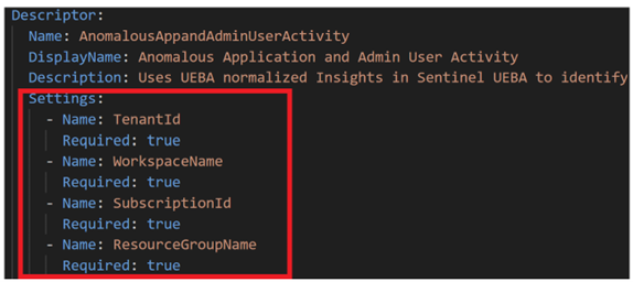 Figure 1: Required setup parameter details for Workspace settings