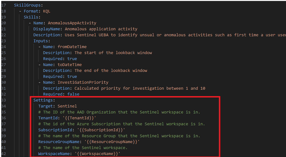 Fig. 3: Parameters for workspace settings