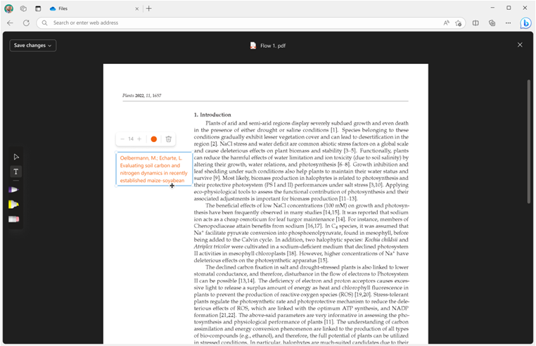 Annotate a PDF stored in OneDrive or SharePoint – Adding typed text in a new text box.