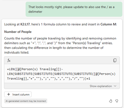 Work with Copilot in Excel to prompt it to give better results.