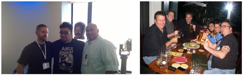 [Left] 2010 | In Chicago with Michael Bender and Marco Russinovitch. [Right] After a long day at TechEd EMEA in Berlin sharing stories with Steve Campbell, Michael Niehaus, Jeremy Chapman, Melissa Batham, Liberty Munson, and me.