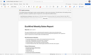 The Copilot automatic summary appears above your Word document.