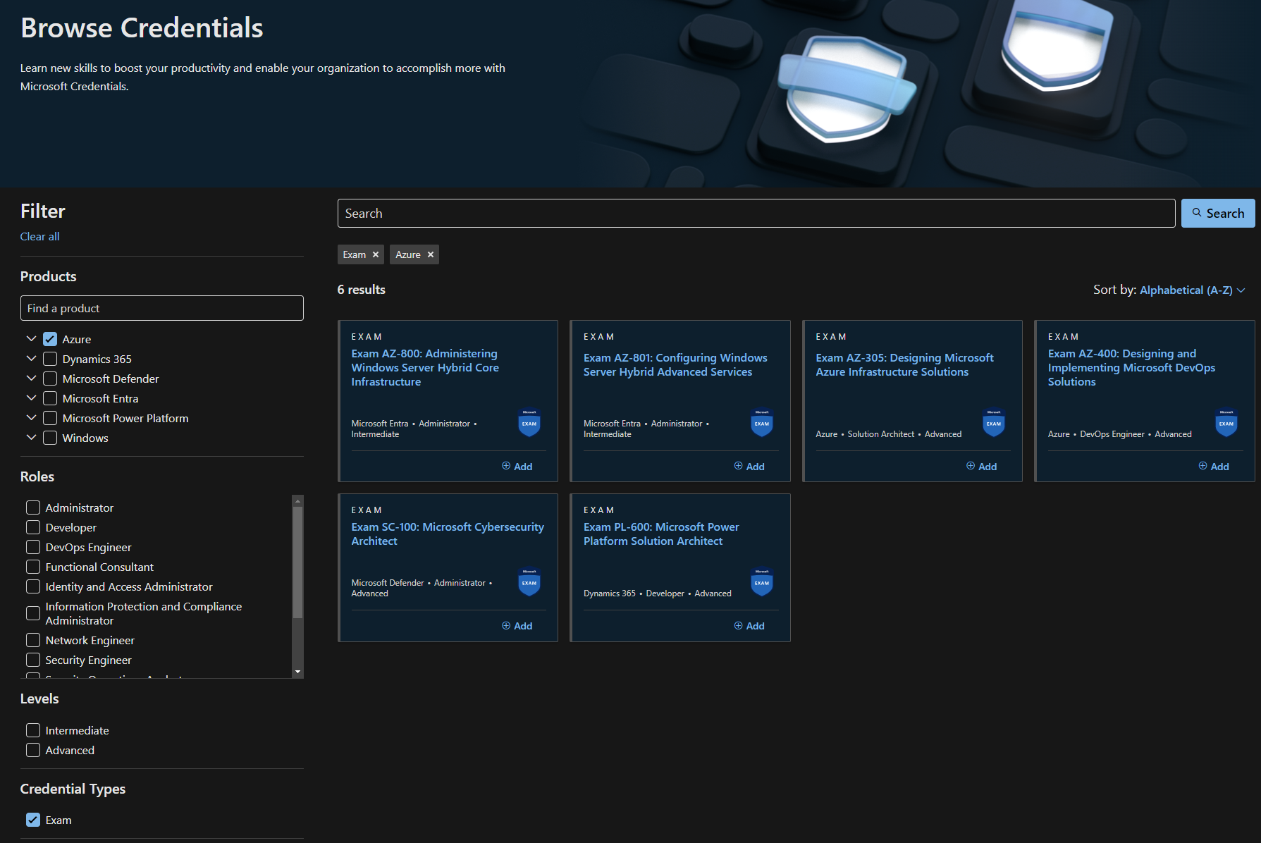 "Browse Credentials" only showing a small subset of exams | Microsoft ...