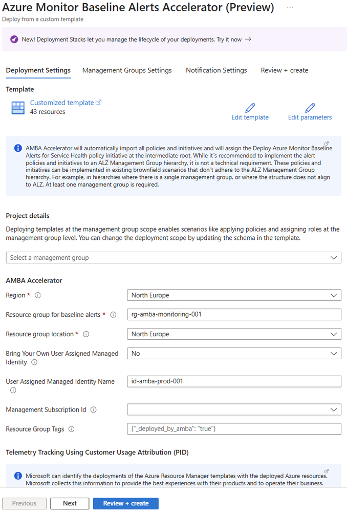 Screenshot of Azure Landing Zone portal Accelerator