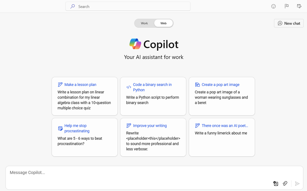 A screenshot of Microsoft 365 Copilot Business Chat