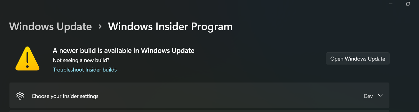 I need a solution for the Insider Program issue where it shows an ...