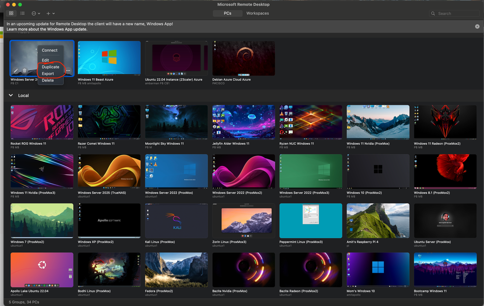 Exportable RDP files