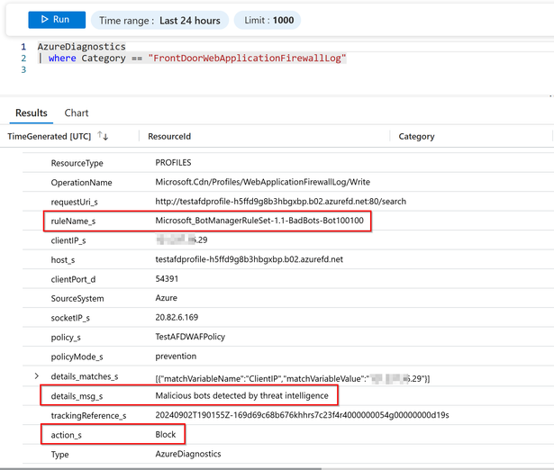 AFD WAF Log - Bot Blockedv1.png