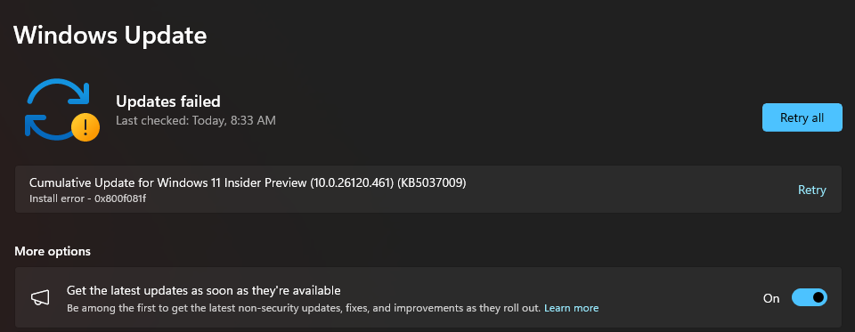 Windows updates error for Windows 11 Pro | Microsoft Community Hub