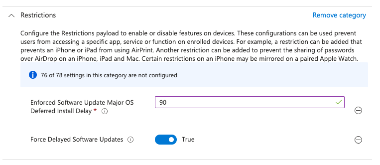 Screen shot of where to delay software updates.