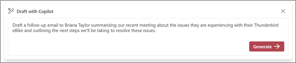 An image of a sample Copilot in Outlook prompt.