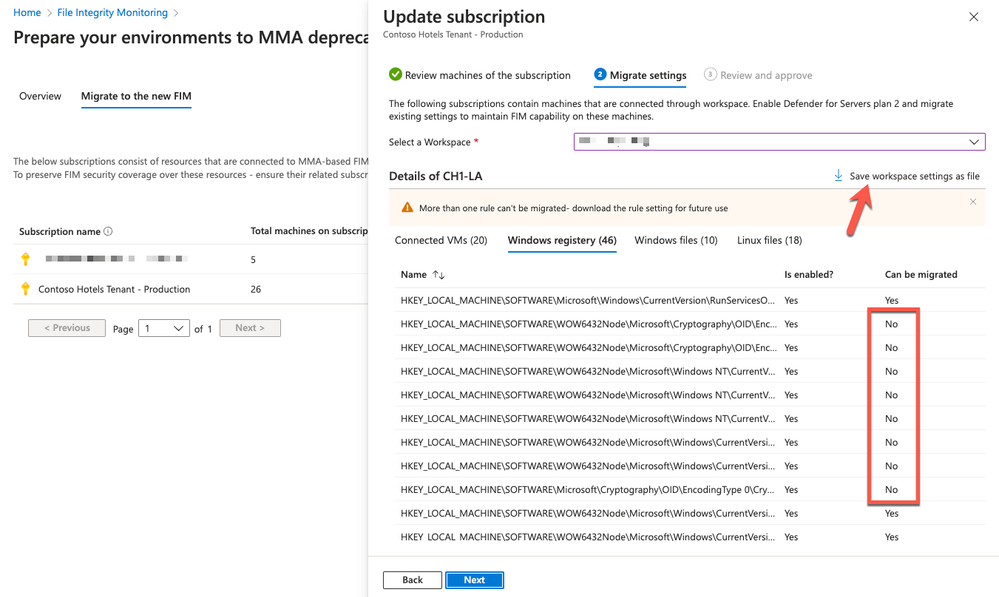 Figure 5 – Review current settings and export to JSON file