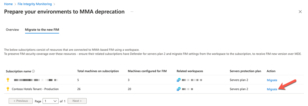 Figure 3 – Start the migration for one subscription