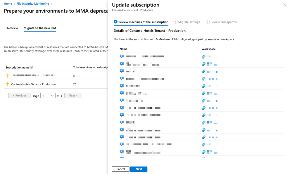 Figure 4 – Review machines of the selected subscription