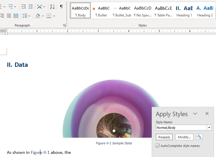 Figure Reference different font color from body of text | Microsoft ...