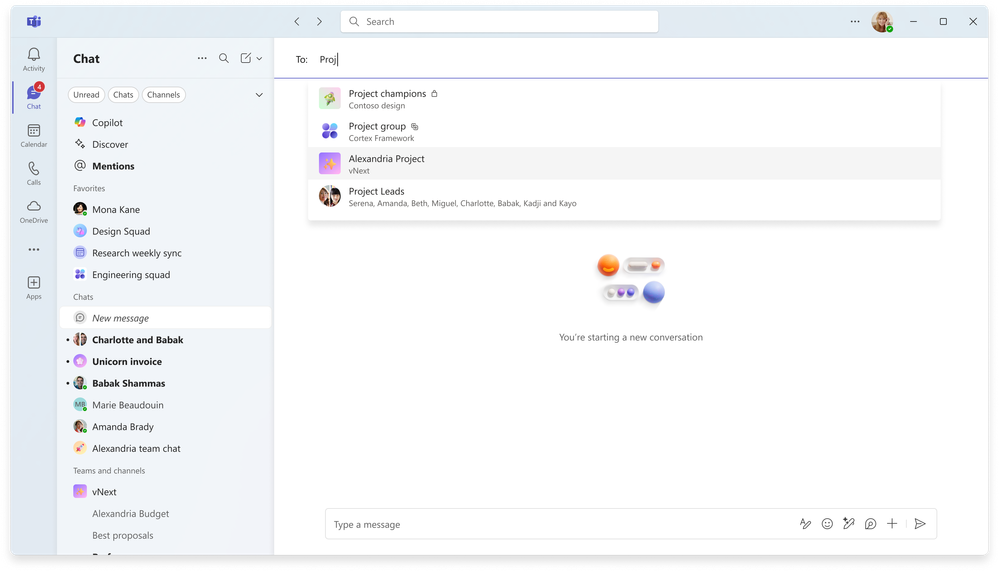 Initiate a chat or channel post from the same place.