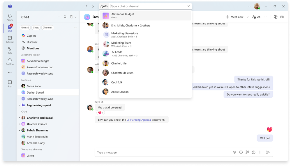Type Ctrl+G (Cmd+G on Mac) to navigate to your frequently used conversations.