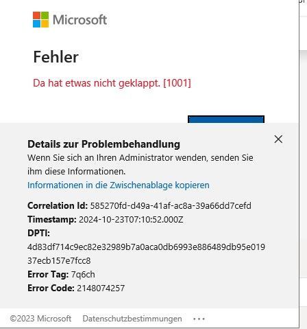 Error “Something Went Wrong [1001]” signing in to Microsoft 365 Desktop ...