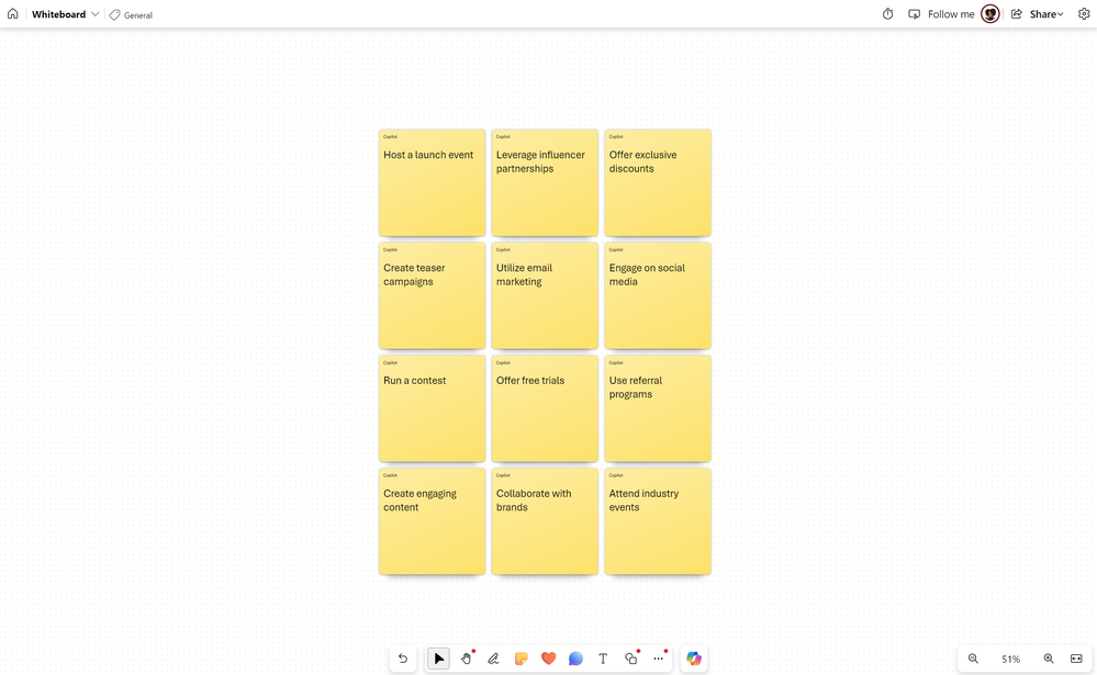 An image of a whiteboard filled with 12 sticky notes