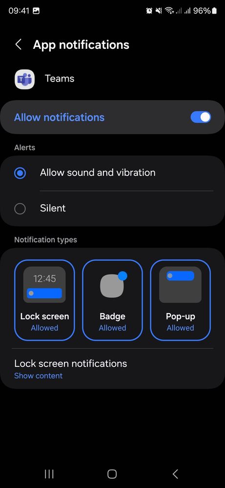 The Android app notifications permissions where you cannot select what you are notified about.