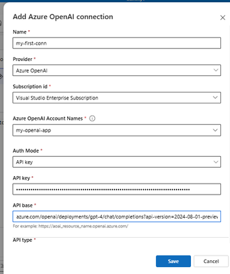 Connection Creation Popup window