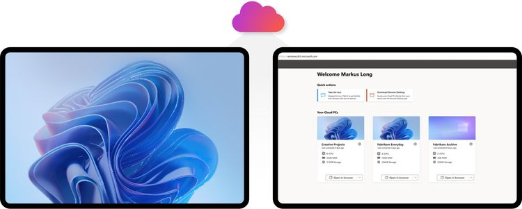 Texte alternatif&nbsp;: deux bureaux Windows, mettant en évidence le tableau de bord en mode partagé.