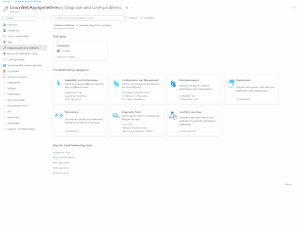 A demonstration of using Diagnostic Workflows to figure out why a Web App hosted on Linux is unreachable from Azure Portal.